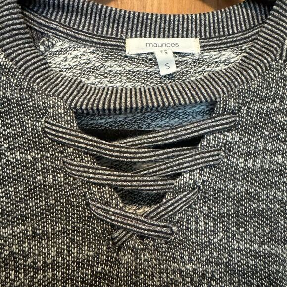 EUC Maurice's Grey Lace Up Tunic Sweater Small - Picture 4 of 9